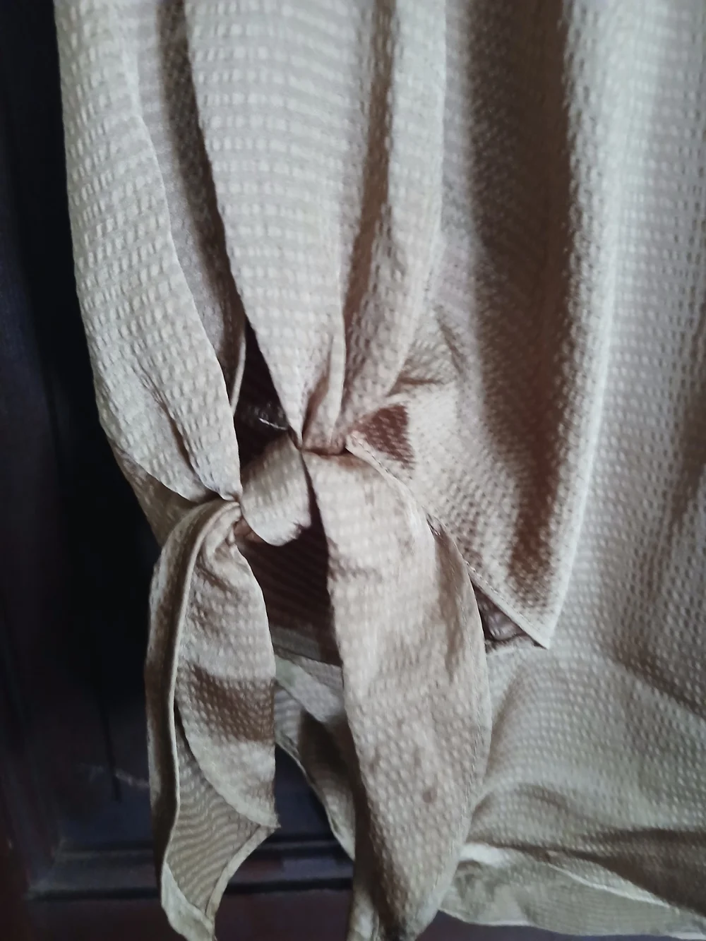 Michael Kors Tan V-Neck Long Sleeve Tie-Cuff Blouse Size M
